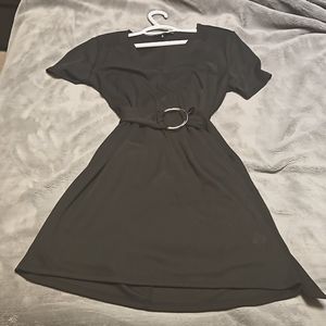 Black t-shirt dress with adjustable belt